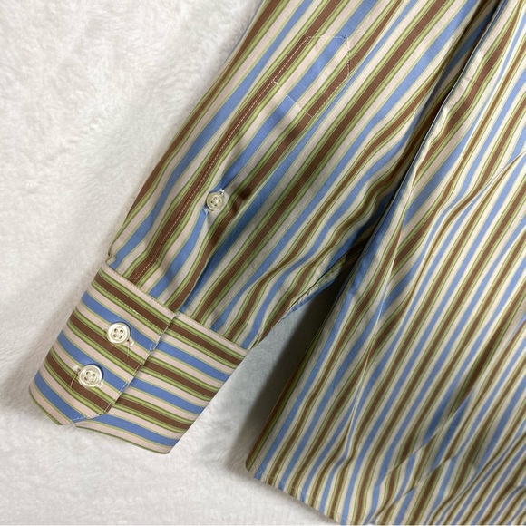 Kuhlman striped dress shirt size 40 men 100% cotton made in Turkey long‎ sleeve - Picture 9 of 10